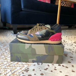 valentino studded camouflage sneakers
